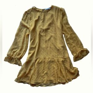 Zara long sleeve mustard gold lose fit dress with flare skirt Size: LARGE